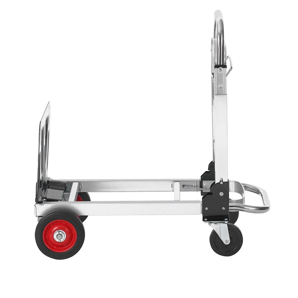 VEVOR Aluminum Folding Hand Truck, 2 in 1 Design 400 lbs Capacity, Heavy Duty Industrial Collapsible cart, Dolly Cart with Rubber Wheels for Transport and Moving in Warehouse, Supermarket, Garden