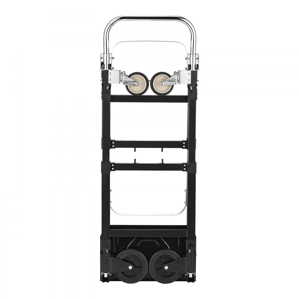 VEVOR 2 in 1 Folding Hand Truck, 500 lbs Load Capacity for 4-Wheel Mode, Convertible Hand Truck Dolly with Wheels & Adjustable Handle, Portable Trolley Dolly for Moving Home, Office, Warehouse