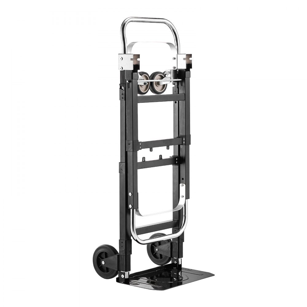 VEVOR 2 in 1 Folding Hand Truck, 500 lbs Load Capacity for 4-Wheel Mode, Convertible Hand Truck Dolly with Wheels & Adjustable Handle, Portable Trolley Dolly for Moving Home, Office, Warehouse