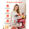 VEVOR Stand Mixer, 6 QT Electric Kitchen Mixer, 660W Dough-Mixer, 6+P Speeds Tilt-head Food-Mixer with 1.6 QT Blender Cup, Stainless Steel Bowl, Dough Hook, Whisk, Beater, for Baking, Mixing, Red