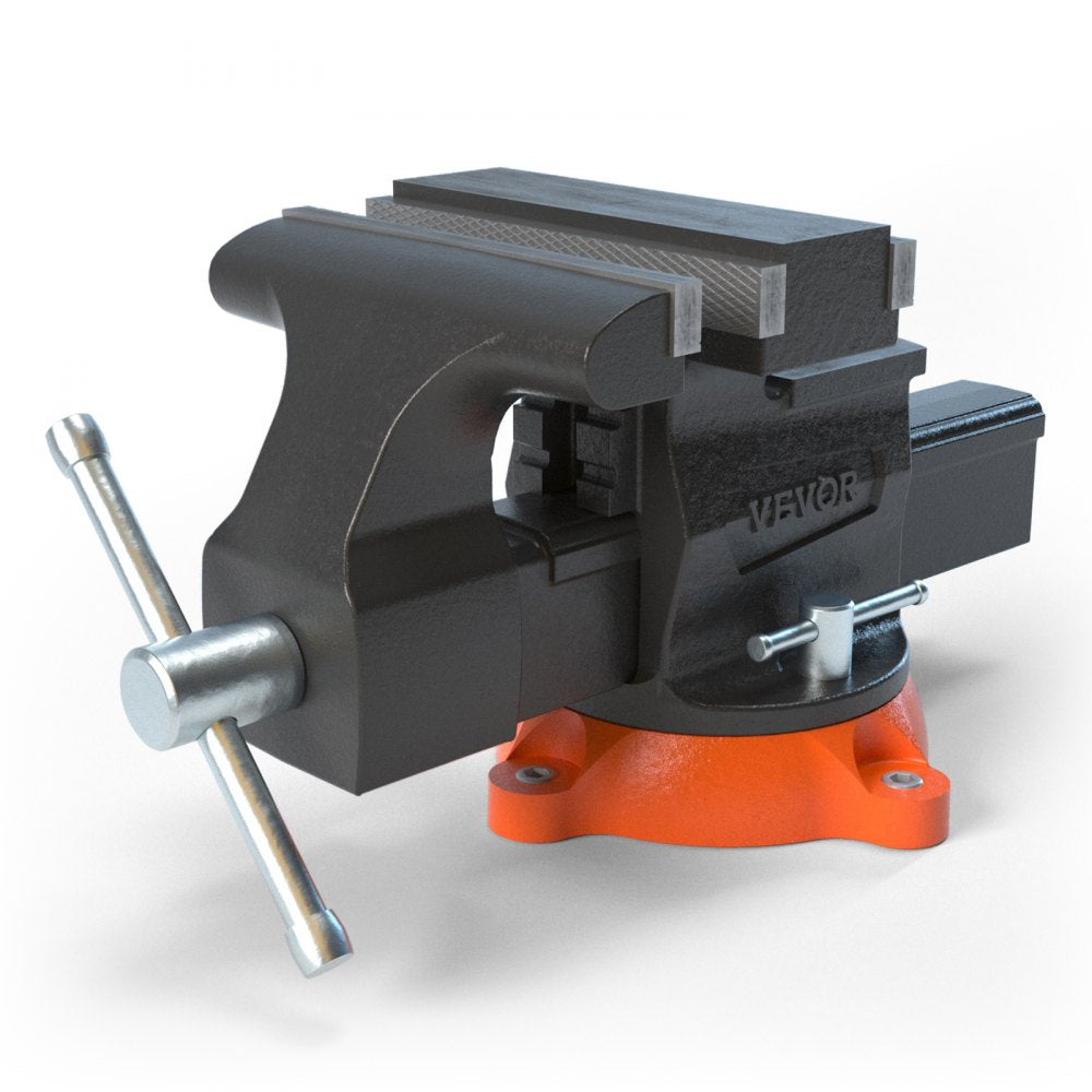 VEVOR Bench Vise, 6.5" Jaw Width 6.5" Forward &9.3" Reverse Opening, 360-Degree Swivel Locking Base Multipurpose Workbench with Anvil, Heavy Duty Ductile Iron with Bolts & Nuts, for Drilling, Pipe Cut