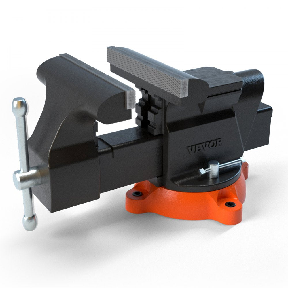 VEVOR Bench Vise, 6-inch Jaw Width 5.9-inch Jaw Opening, 360-Degree Swivel Locking Base Multipurpose Vise with Anvil, Heavy Duty Ductile Iron Workbench Vise with Bolts & Nuts, for Drilling, Pipe Cutti