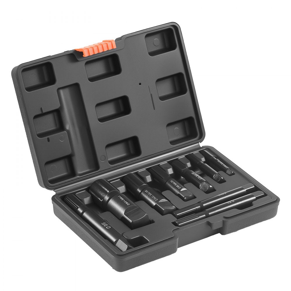 VEVOR Pipe Extractor Set, 9 Pieces Heavy Duty Steel Broken Pipe Extractors, with Solid Storage Case, Cr-Mo Steel for Removing 1/8" to 1" Damaged Threaded Pipes and Fittings, for Plumbers Mechanics DIY