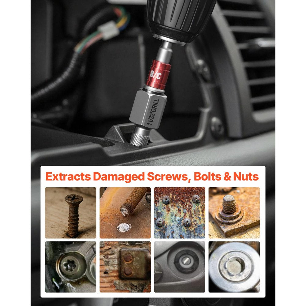 VEVOR Screw Extractor Set with Drill Bits, 41 Pieces, Easy Out Bolt Extractors and Drill Bits, with Adapters, Solid Storage Case, Cr-Mo Steel for Removing Rounded, Broken, or Stripped Bolts, Screws