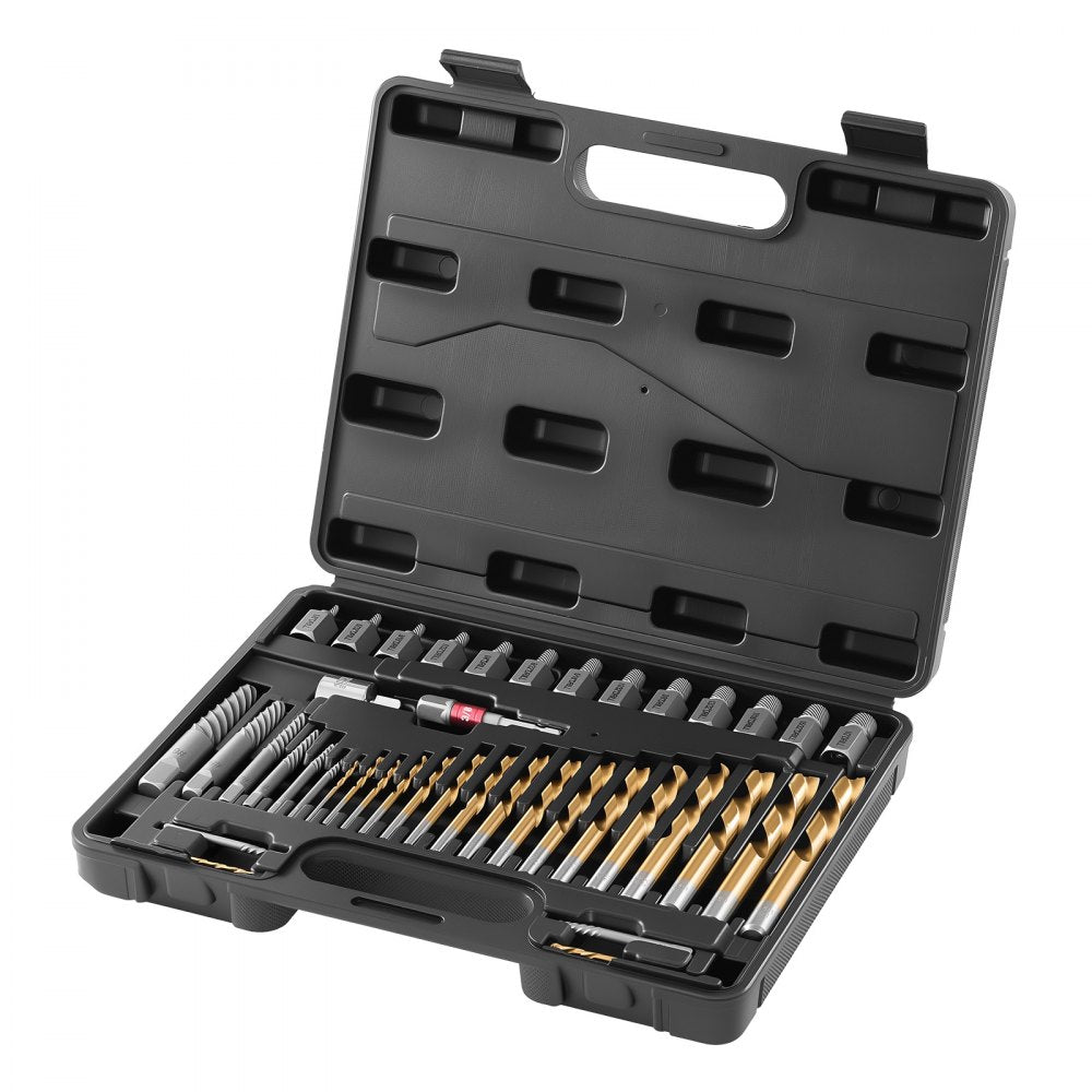 VEVOR Screw Extractor Set with Drill Bits, 41 Pieces, Easy Out Bolt Extractors and Drill Bits, with Adapters, Solid Storage Case, Cr-Mo Steel for Removing Rounded, Broken, or Stripped Bolts, Screws