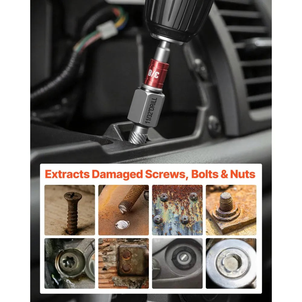 VEVOR Screw Extractor Set, 27 Pieces Hex Head Multi-Spline Easy Out Bolt Extractor Tool, with Adapters, Solid Storage Case, Cr-Mo Steel Stripped Bolt Remover for Removing Rounded, Broken Bolts, Screws