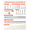 VEVOR Screw Extractor Set, 63 Pieces, with Nut and Bolt Extractors, Nut Splitters, Taps, Drill Bits, Wrenches, Adapters, and Solid Storage Case, for Removing Rounded, Broken, or Stripped Fasteners