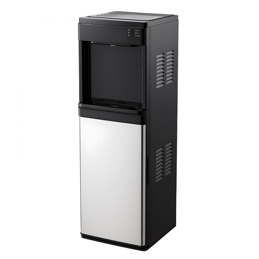 VEVOR Water Dispenser with Ice Maker, 3-in-1 Floor-Standing Water Dispenser, 33 LBS/24H, 9 Cubes/7 Min Fast Ice Making with 1.3 LBS Storage, Bullet Ice-Cubes & Cold-Water, for Home, Kitchen, Party