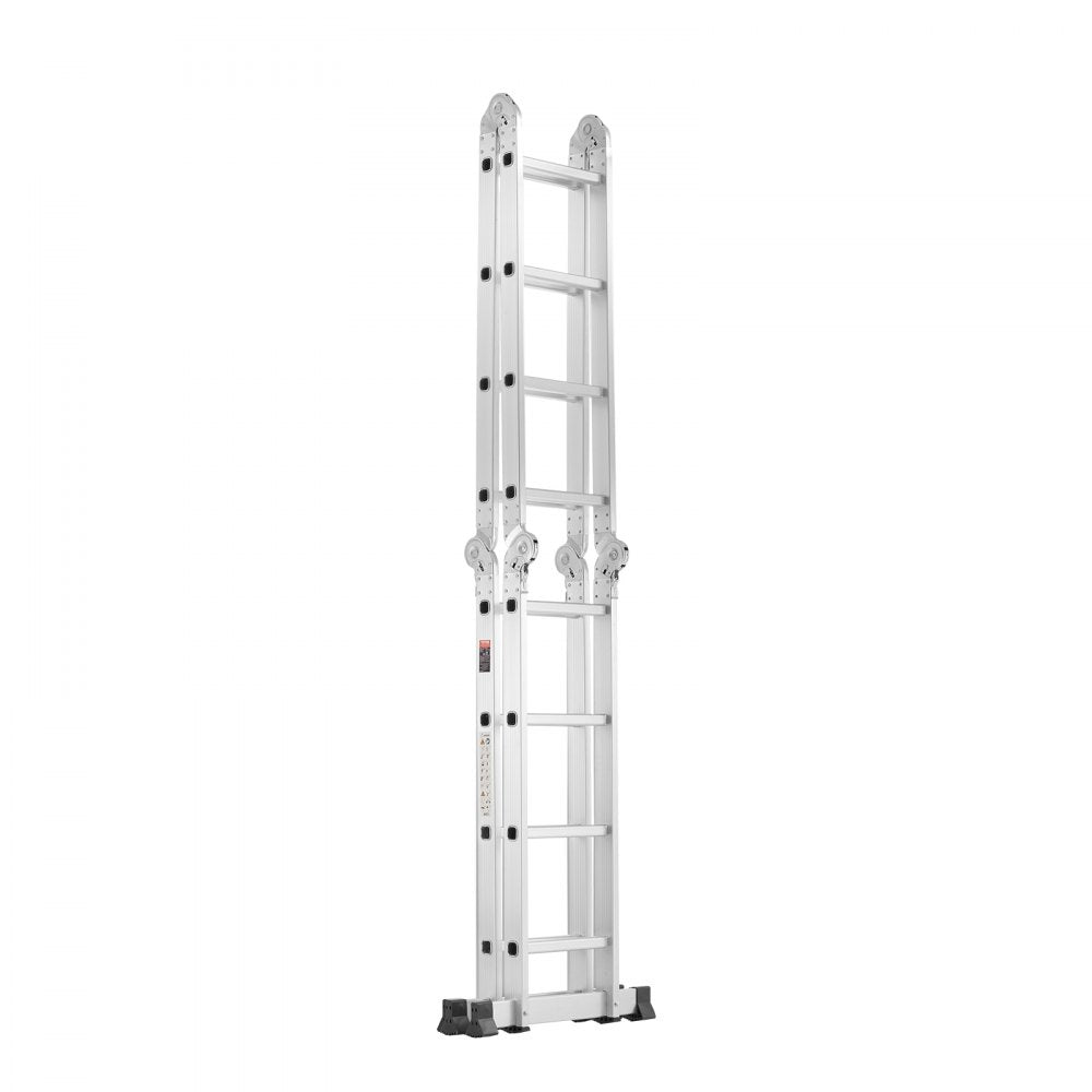VEVOR Multi-Purpose Folding Ladder, 7-in-1 Tall Extension Step Ladder, A Frame 4 Step Telescoping Ladder, 15.5ft Reach Height Heavy Duty Adjustable Ladder, 330 lbs Capacity for Home Outdoor