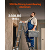 VEVOR Multi-Purpose Folding Ladder, 7-in-1 Tall Extension Step Ladder, A Frame 4 Step with Scaffolding Plank Telescoping Ladder, 15.5ft Reach Height Heavy Duty , 330 lbs Capacity for Home Outdoor