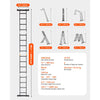 VEVOR Multi-Purpose Folding Ladder, 7-in-1 Tall Extension Step Ladder, A Frame 4 Step with Scaffolding Plank Telescoping Ladder, 15.5ft Reach Height Heavy Duty , 330 lbs Capacity for Home Outdoor