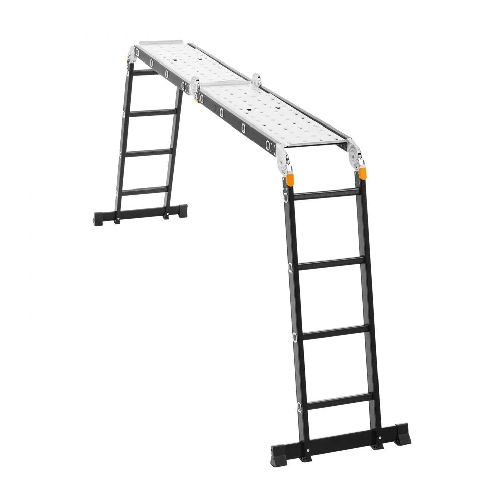 VEVOR Multi-Purpose Folding Ladder, 7-in-1 Tall Extension Step Ladder, A Frame 4 Step with Scaffolding Plank Telescoping Ladder, 15.5ft Reach Height Heavy Duty , 330 lbs Capacity for Home Outdoor