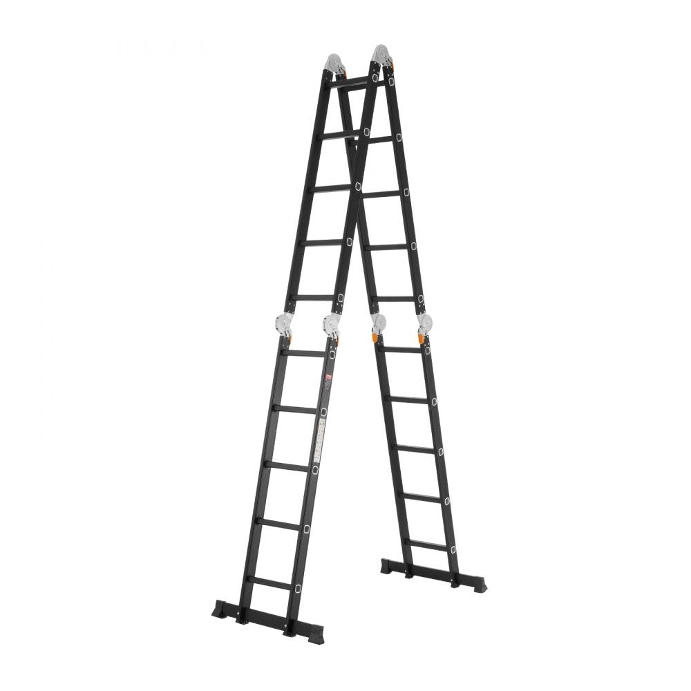 VEVOR Multi-Purpose Folding Ladder, 7-in-1 Tall Extension Step Ladder, A Frame 5 Step Telescoping Ladder, 19ft Reach Height Heavy Duty Adjustable Ladder, 330 lbs Capacity for Home Outdoor