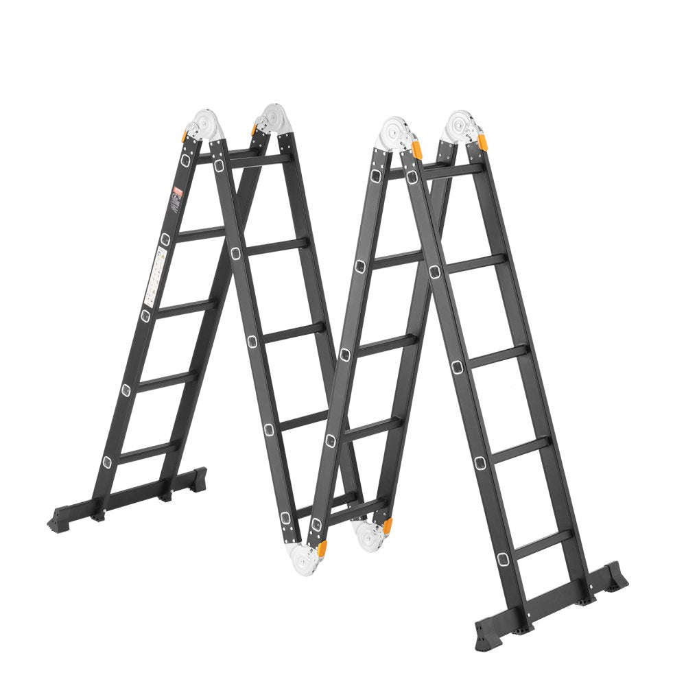 VEVOR Multi-Purpose Folding Ladder, 7-in-1 Tall Extension Step Ladder, A Frame 5 Step Telescoping Ladder, 19ft Reach Height Heavy Duty Adjustable Ladder, 330 lbs Capacity for Home Outdoor