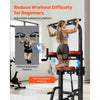 VEVOR Pull Up Bar, 330 LBS Power Tower Dip Station, Workout Dip Station with H-Shaped Stable Base & Assistance Platform, Adjustable 9 Level Height Pullup Stand for Back, 3-Level Adjustable Elbow Pads