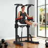 VEVOR Pull Up Bar, 330 LBS Power Tower Dip Station, Workout Dip Station with H-Shaped Stable Base & Assistance Platform, Adjustable 9 Level Height Pullup Stand for Back, 3-Level Adjustable Elbow Pads