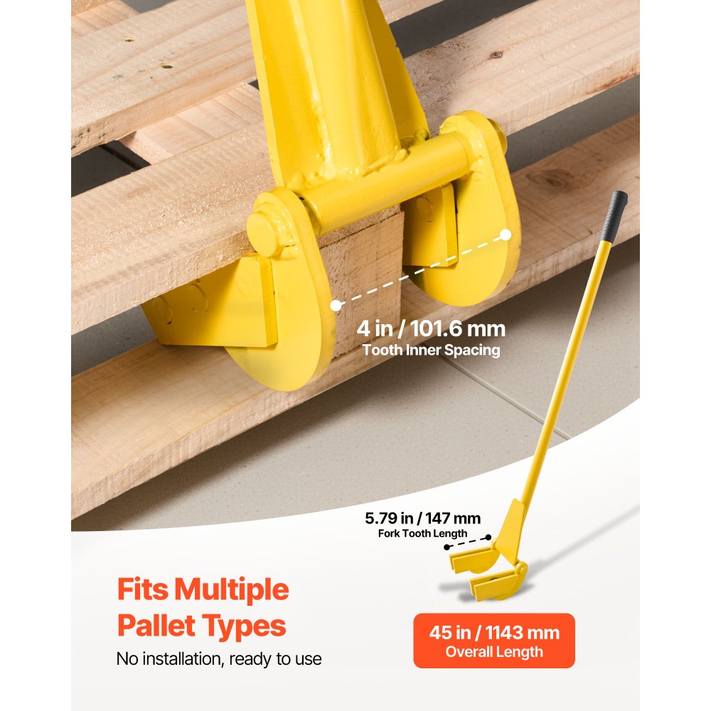 VEVOR Pallet Buster Tool, 41 Inch Carbon Steel Handle Wrecking Pry Bar, 2000 lbs Weight Capacity, Heavy Duty Deck Board Removal Tool, Breaker Bar for Flooring, Framing, Roofing, Trim, Drywall