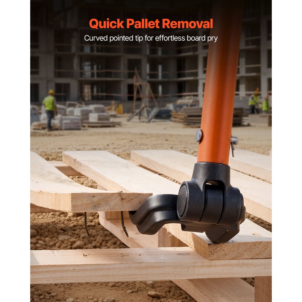VEVOR Pallet Buster Tool, 44 Inch Carbon Steel Handle Wrecking Pry Bar, 2000 lbs Weight Capacity, Heavy Duty Deck Board Removal Tool, Breaker Bar for Flooring, Framing, Roofing, Trim, Drywall