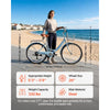 VEVOR Women Bike, 26 in Folding Beach Cruiser Bike, 7-Speed Adult City Bicycle with Steel Frame, 330 lbs Capacity, Basket, Rear Rack & Dual V-Brakes, Light Blue