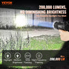 VEVOR Rechargeable Spotlight Flashlight, 200,000 Lumens, IP67 Waterproof Handheld LED Spot Light, Super Bright Portable Searchlight with 4 Modes Detachable Lens USB Port, for Hunting Boating Camping