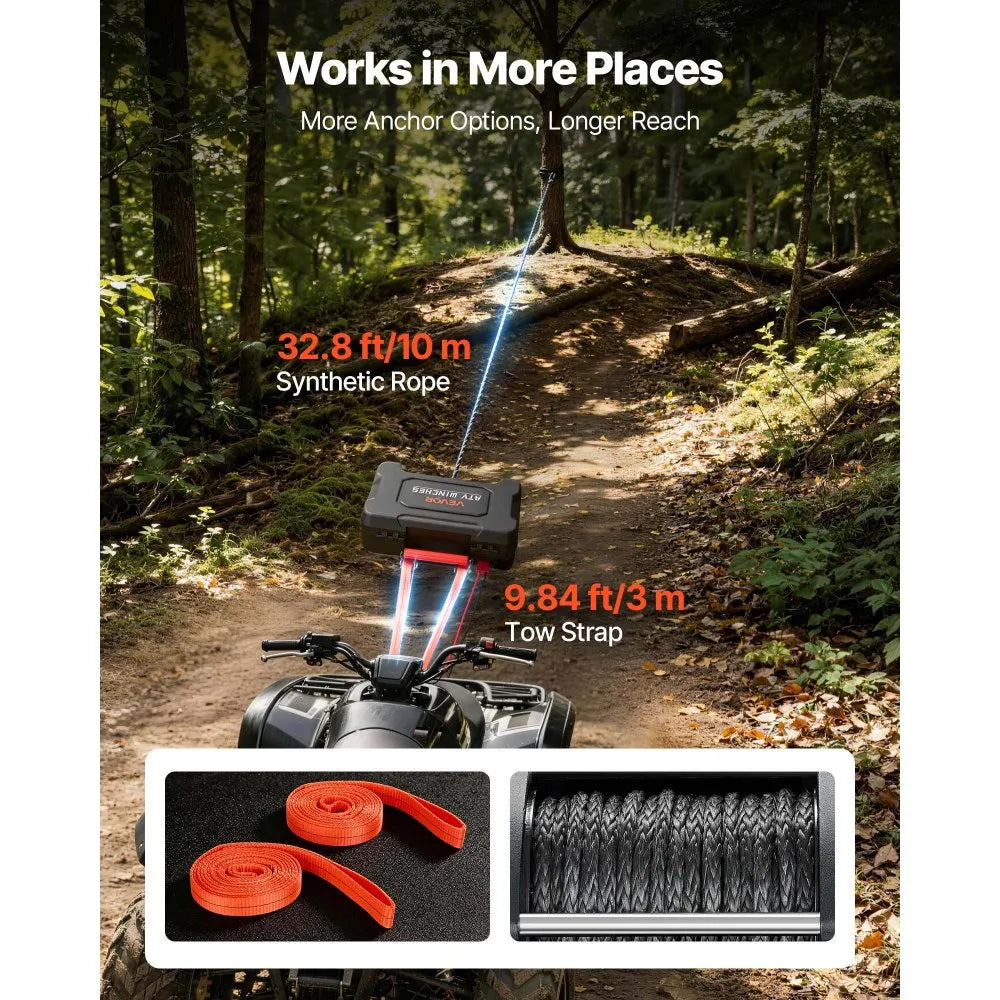 VEVOR Portable Winch, 4500 lbs 12V DC Electric Winch with Synthetic Rope, Wireless & Wired Remotes, Box-Style Recovery Kit with Fairlead, Clevis Hook, Strap for ATV UTV Off-Road Outdoor Pulling Tasks
