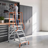 VEVOR 5-Step Rolling Warehouse Ladder Industrial Aluminum Mobile Step Stair, 360° Security Guardrails, Non-Slip Steps & Locking Wheels, 375LBS Capacity Heavy Duty Platform Ladder for Garage Library