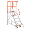 VEVOR 5-Step Rolling Warehouse Ladder Industrial Aluminum Mobile Step Stair, 360° Security Guardrails, Non-Slip Steps & Locking Wheels, 375LBS Capacity Heavy Duty Platform Ladder for Garage Library