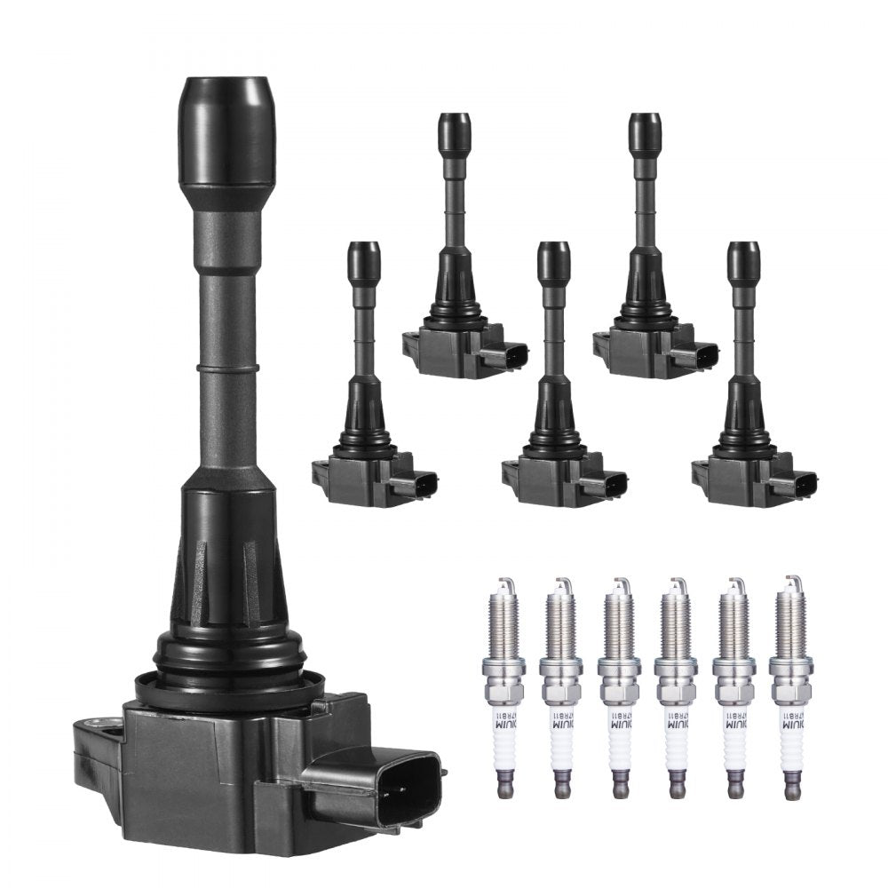 VEVOR Ignition Coil Pack and Spark Plugs, Set of 6, Compatible with Nissan Murano Maxima Pathfinder 350Z Altima Quest Infiniti EX35 FX35 G25 G35 JX35 M35 M35h Q50 Q70 QX60 3.5L V6, for UF550 C1670