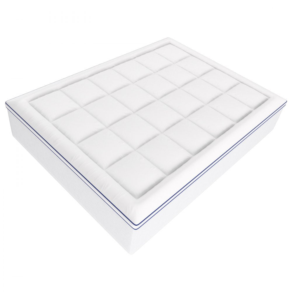 VEVOR Mattress Topper, Queen Size, 3 in Thickness, Memory Foam, Fiber Fill, Detachable & Washable Casing, Ergonomically Designed for Pressure Relief, Comfortable Cooling & Breathable, for Hot Sleepers
