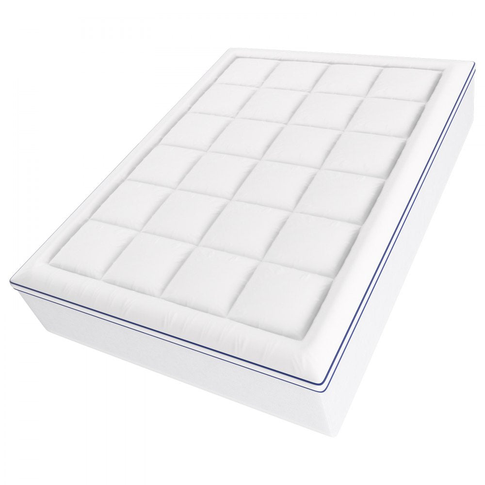 VEVOR Mattress Topper, Queen Size, 3 in Thickness, Memory Foam, Fiber Fill, Detachable & Washable Casing, Ergonomically Designed for Pressure Relief, Comfortable Cooling & Breathable, for Hot Sleepers