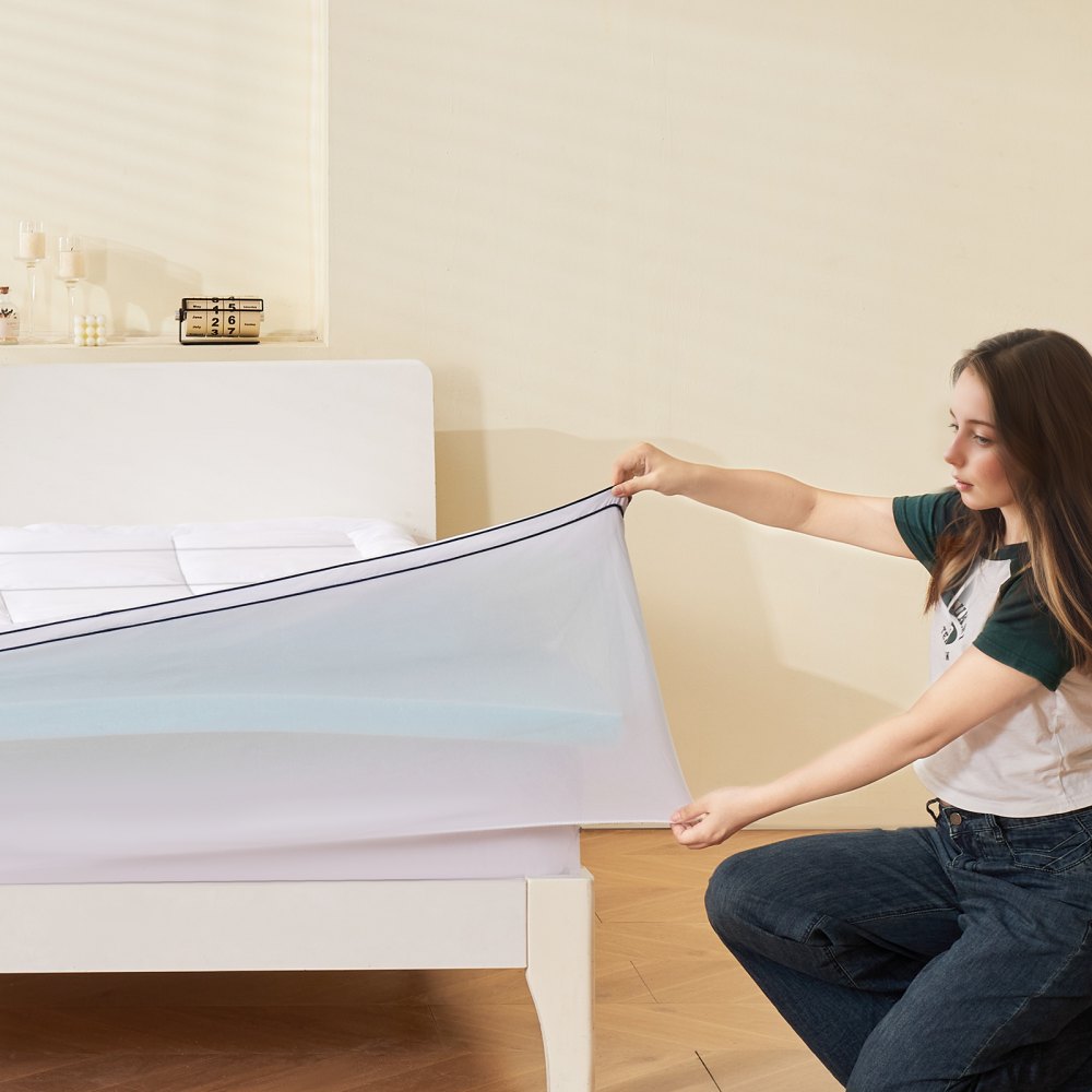 VEVOR Mattress Topper, King Size, 4 in Thickness, Memory Foam, Fiber Fill, Detachable & Washable, Ergonomically Designed for Pressure Relief, Comfortable Cooling & Breathable, Ideal for Hot Sleepers