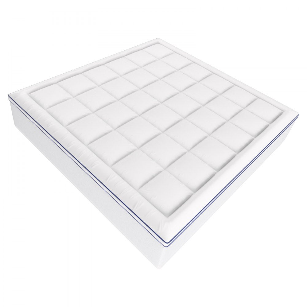 VEVOR Mattress Topper, King Size, 4 in Thickness, Memory Foam, Fiber Fill, Detachable & Washable, Ergonomically Designed for Pressure Relief, Comfortable Cooling & Breathable, Ideal for Hot Sleepers