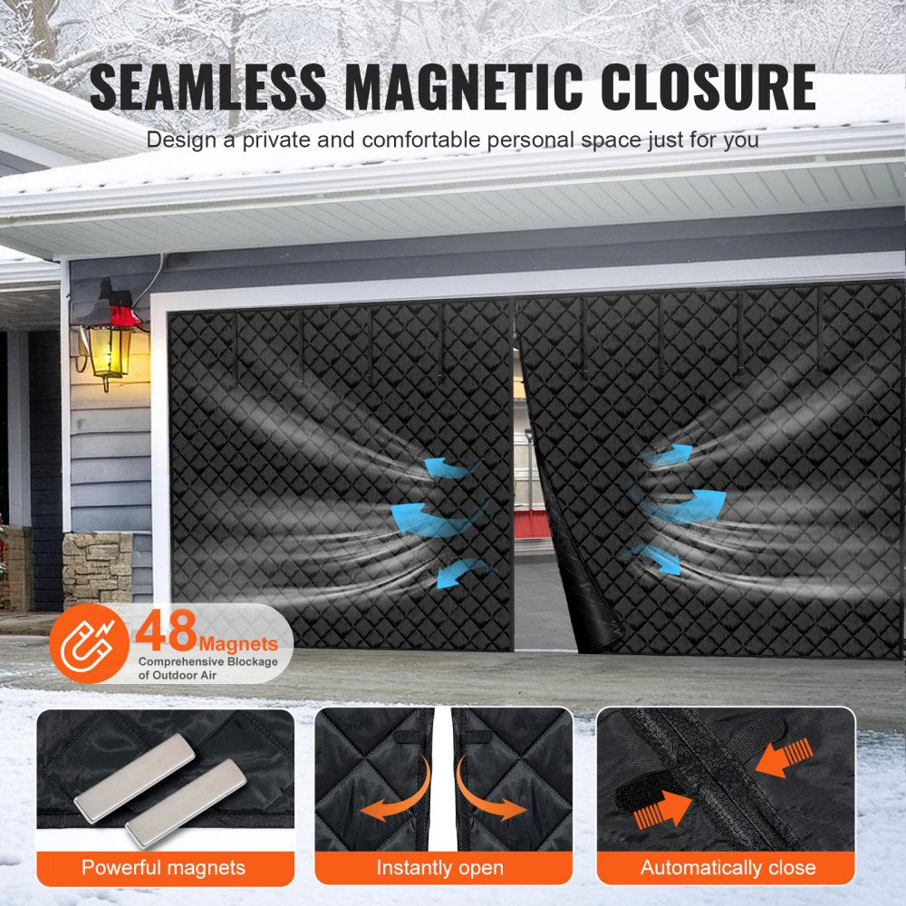 VEVOR Garage Door Screen for Winter, 18x7FT, Garage Door Insulation Kit, Magnetic Thermal Insulated Door Curtain with 300D Oxford Fabric Heavy Duty Weighted Bottom, Easy Assembly for Garage Door