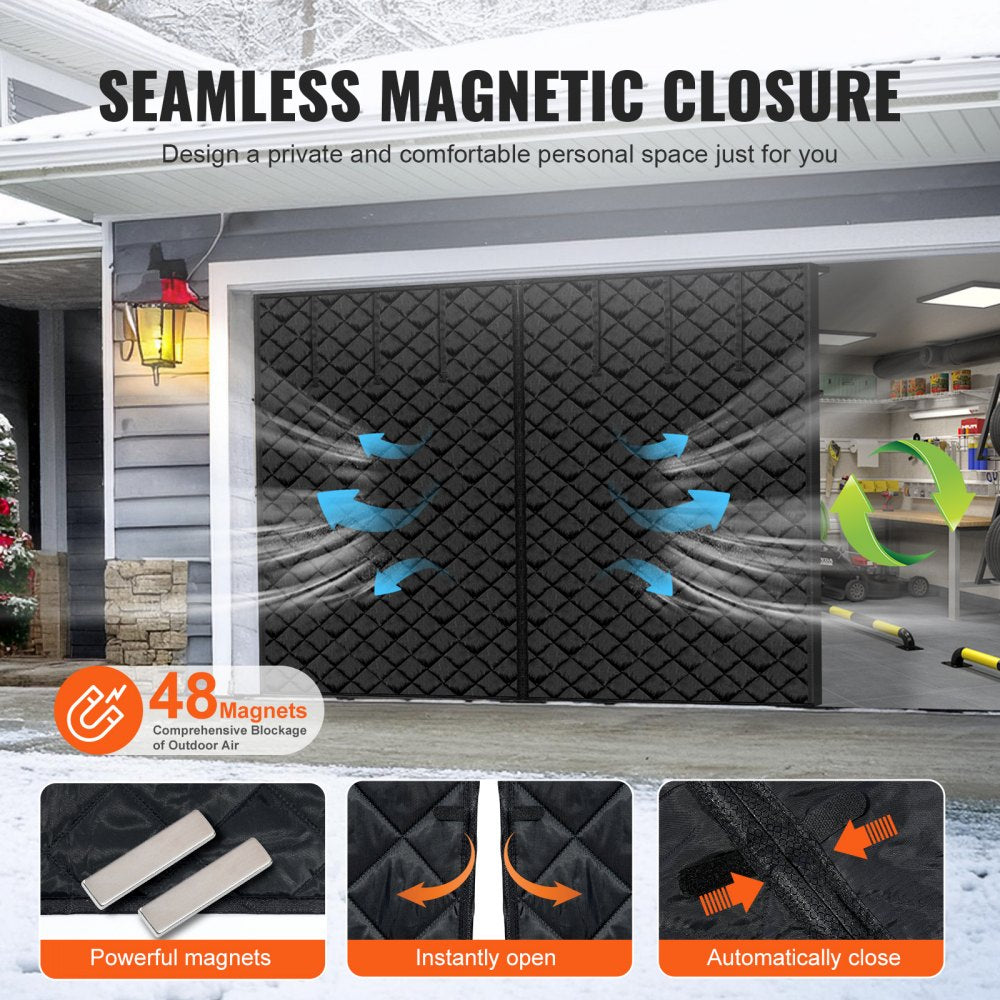 VEVOR Garage Door Screen for Winter, 9x7FT, Garage Door Insulation Kit, Magnetic Thermal Insulated Door Curtain with 300D Oxford Fabric Heavy Duty Weighted Bottom, Easy Assembly for Garage Door