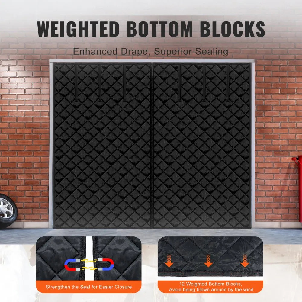 VEVOR Garage Door Screen for Winter, 10x8FT, Garage Door Insulation Kit, Magnetic Thermal Insulated Door Curtain with 300D Oxford Fabric Heavy Duty Weighted Bottom, Easy Assembly for Garage Door