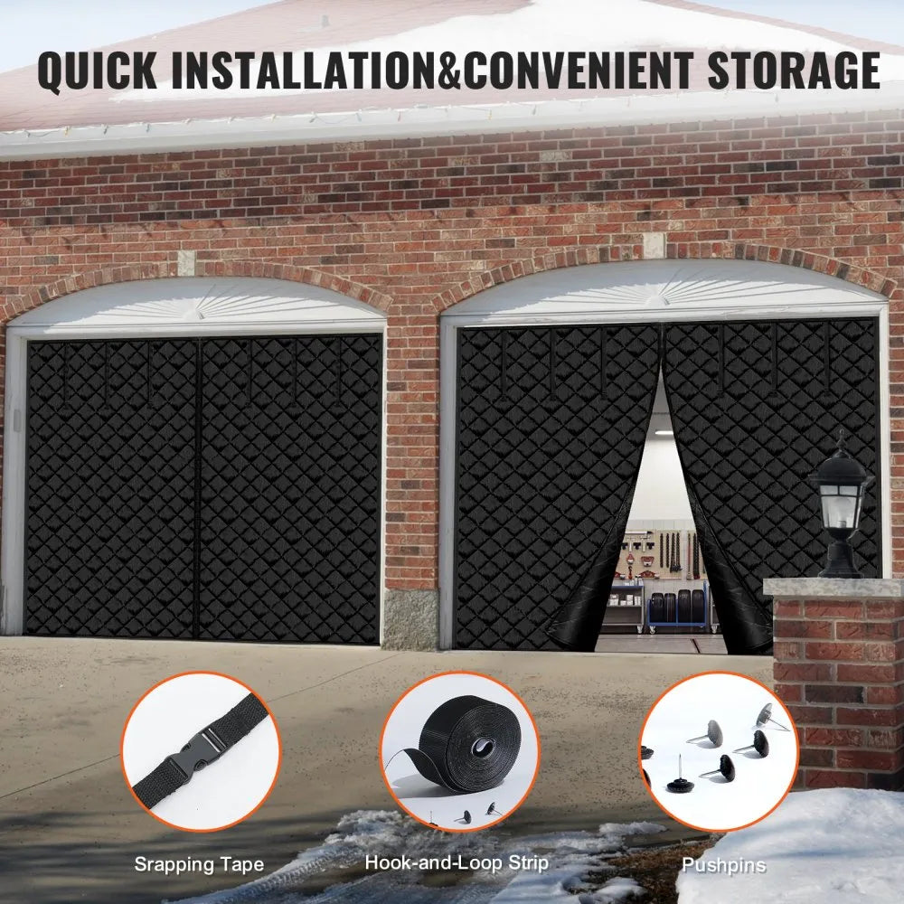 VEVOR Garage Door Screen for Winter, 10x8FT, Garage Door Insulation Kit, Magnetic Thermal Insulated Door Curtain with 300D Oxford Fabric Heavy Duty Weighted Bottom, Easy Assembly for Garage Door