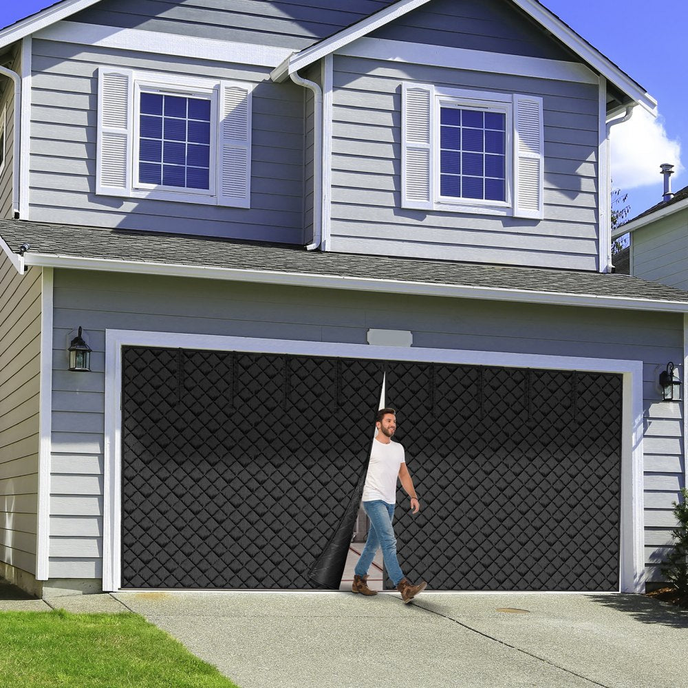 VEVOR Garage Door Screen for Winter, 16x7FT, Garage Door Insulation Kit, Magnetic Thermal Insulated Door Curtain with 300D Oxford Fabric Heavy Duty Weighted Bottom, Easy Assembly for Garage Door