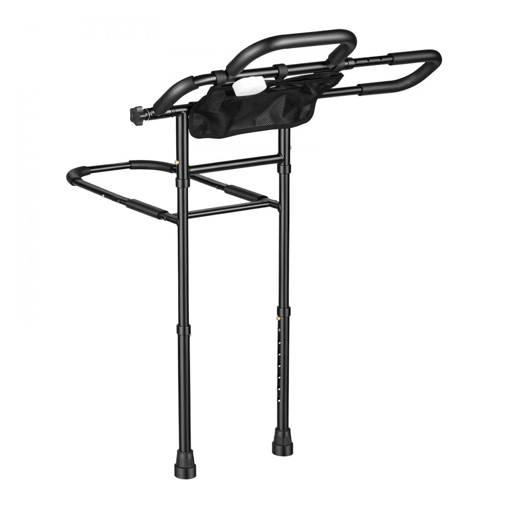 VEVOR Bed Rail for Elderly Adult Folding Bed Assist Rail with Floor Support, Motion Sensor LED Light, 300LBS Dual-Handle Support, Adjustable Handle Length, Storage Pocket, Fit King Queen Full Twin Bed