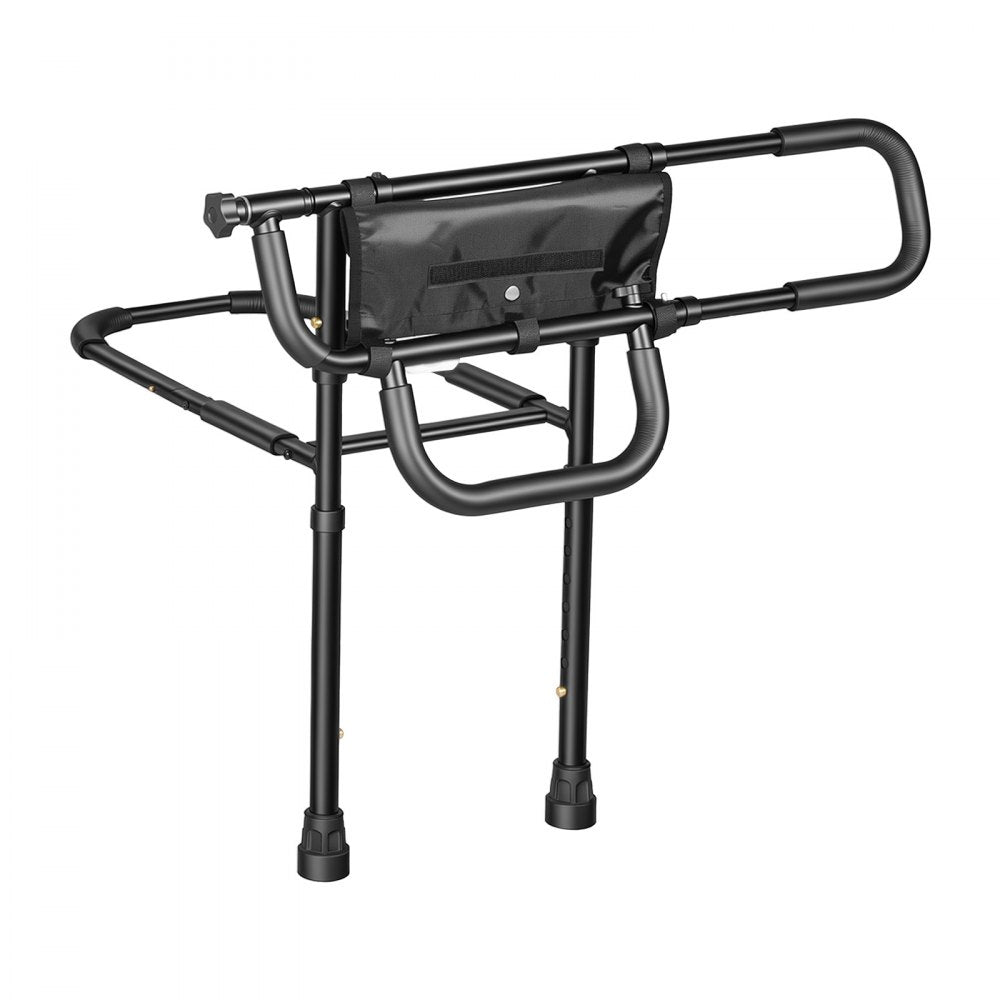 VEVOR Bed Rail for Elderly Adult Folding Bed Assist Rail with Floor Support, Motion Sensor LED Light, 300LBS Dual-Handle Support, Adjustable Handle Length, Storage Pocket, Fit King Queen Full Twin Bed