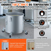 VEVOR Fryer Grease Bucket, 10 Gal Oil Disposal Caddy with Caster Base, Carbon Steel Rust-Proof Coating, Oil Transport Container with Lid, Lock Clips, Filter Bag for Hot Cooking Oil Filtering, Gray