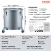 VEVOR Fryer Grease Bucket, 10 Gal Oil Disposal Caddy with Caster Base, Carbon Steel Rust-Proof Coating, Oil Transport Container with Lid, Lock Clips, Filter Bag for Hot Cooking Oil Filtering, Gray