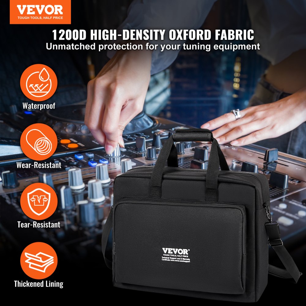 VEVOR Padded DJ Mixer Gig Bag, 1200D Oxford Fabric, DJ Gear Carry Bag with a Storage Pocket 4.92 ft Removable Shoulder Strap 0.39 in Padding, 19.29 x 8.66 x 15.34 in Storage Case for DJ Controller