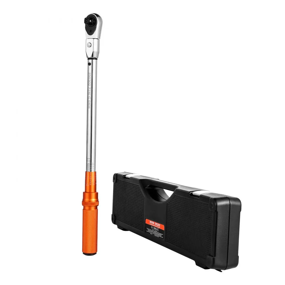 VEVOR Adjustable Click Torque Wrench, 1/2 Inch Drive, 20-160 lbf-ft/27.1-216.8 N.m, Dual-direction and Dual Range Scales, 72-Tooth, ±2% Precision, with Adapter Interchangeable Jaw and Ratchet Head