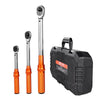 VEVOR Click Torque Wrench Set, 3 Pieces, 1/4, 3/8, 1/2 Inch Drive, 10-170 lbf-ft, 5-45 lbf-ft, 20-240 lbf-in, Dual-direction and Dual Range Scales, 72-Tooth, ±3% High Precision, for Bicycle Repair