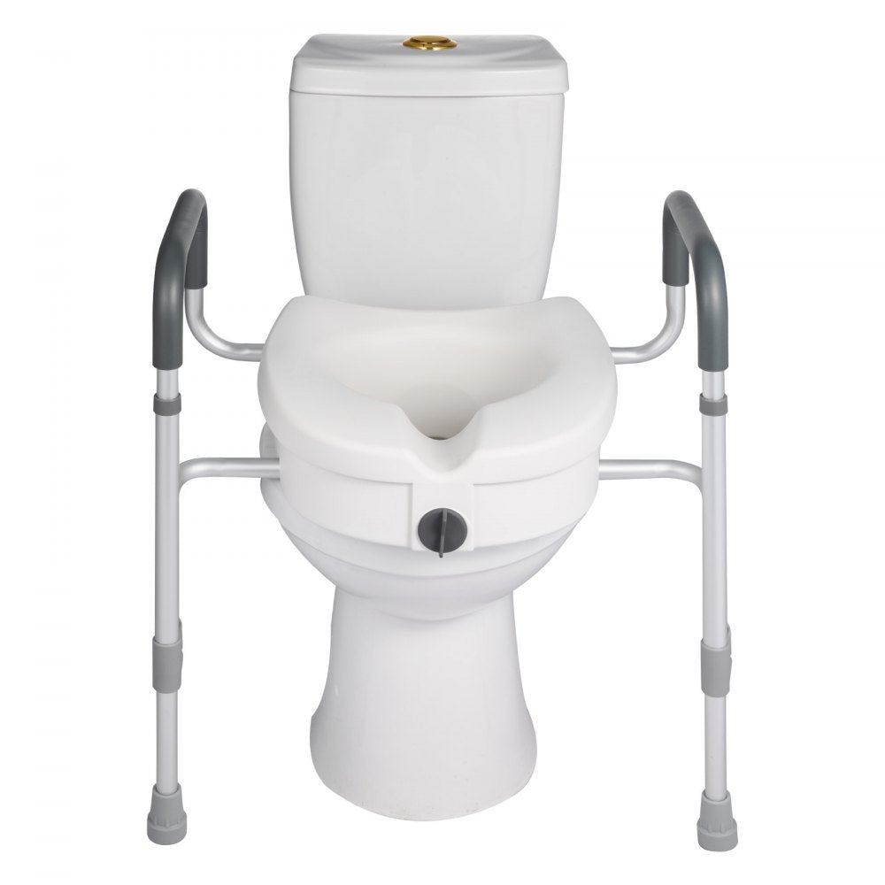 VEVOR Raised Toilet Seat with Arms, 350 lbs Capacity, 5-Inch Lift Height & Adjustable Width, Widened Commode Elevated Toilet Seat Riser with Handles for Seniors, Elderly, Handicap, Disabled, Adults