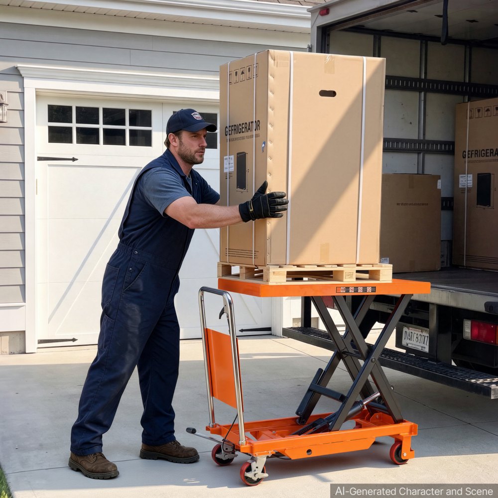 VEVOR Hydraulic Lift Table Cart, 2200 lbs Capacity 40 in Lifting Height, for Material Handling, Moving, Transportation, Manual Single Scissor Lift Table, with 4 Wheels and Handle, Heavy-Duty Steel