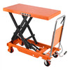VEVOR Hydraulic Lift Table Cart, 2200 lbs Capacity 40 in Lifting Height, for Material Handling, Moving, Transportation, Manual Single Scissor Lift Table, with 4 Wheels and Handle, Heavy-Duty Steel