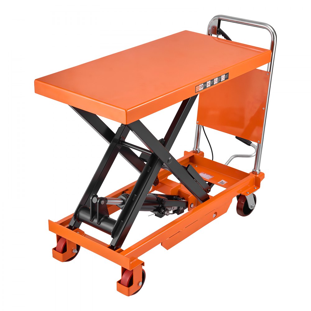VEVOR Hydraulic Lift Table Cart, 2200 lbs Capacity 40 in Lifting Height, for Material Handling, Moving, Transportation, Manual Single Scissor Lift Table, with 4 Wheels and Handle, Heavy-Duty Steel