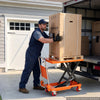 VEVOR Hydraulic Lift Table Cart, 500 lbs Capacity 28.5 in Lifting Height, for Material Handling, Moving, Transportation, Manual Single Scissor Lift Table, 4 Wheels and Foldable Handle, Premium Steel