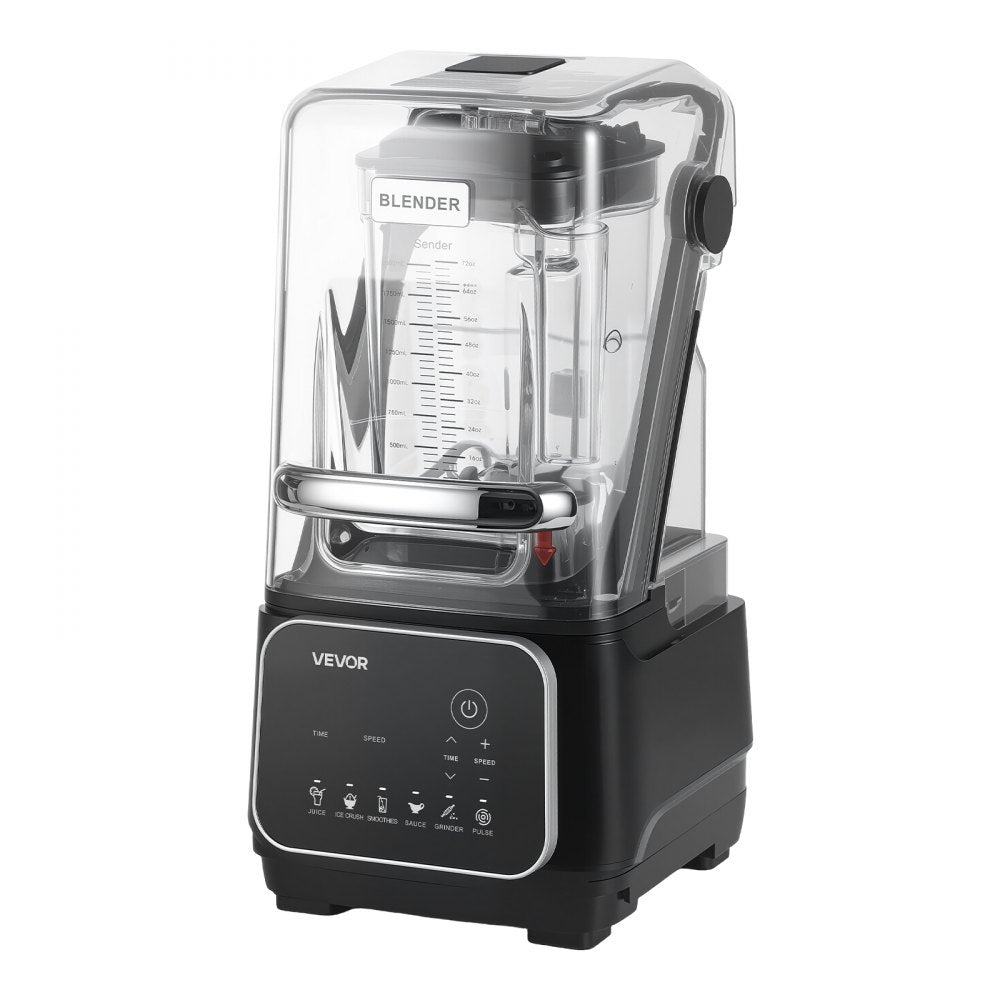 VEVOR Blender, 68 oz Professional Countertop Blenders with Shield, 2200W 26000RPM Kitchen Food Processor Combo, Self-Cleaning, Speed Adjustable, 6 Preset Menu for Smoothies, Ice Crushing, Puree, Black
